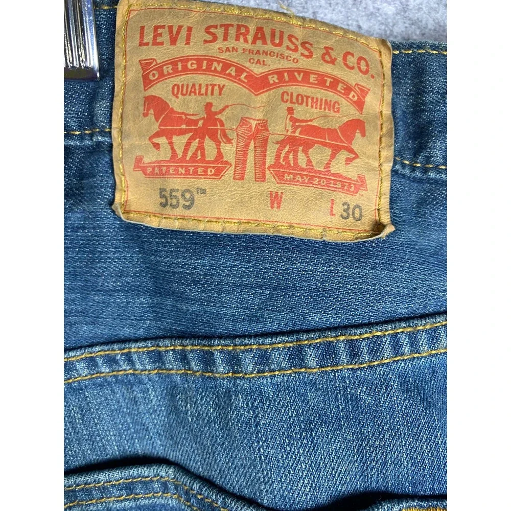Levis 559 Relaxed Straight Mens Jeans Blue Medium Wash Denim W46 L30